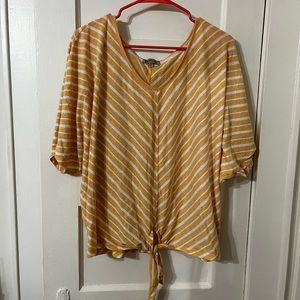 Size XL yellow and white stripe blouse
